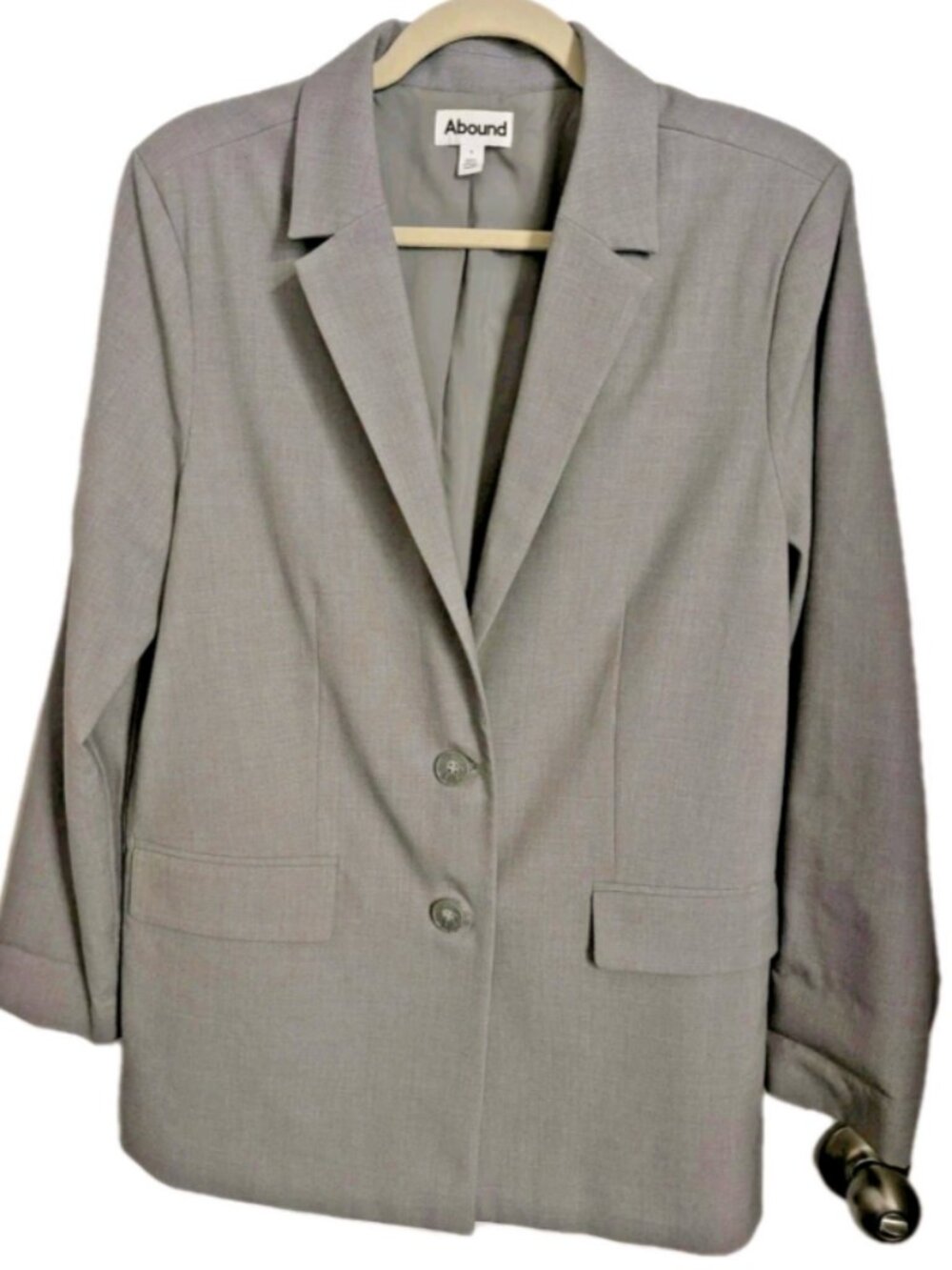 Abound Women's Gray Blazer 2 Button Suit Jacket Career Office Classic Size Small